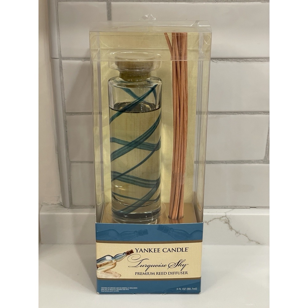 Yankee Candle Turquoise Sky Premium Reed Diffuser Home Fragrance 3 oz Open Box
